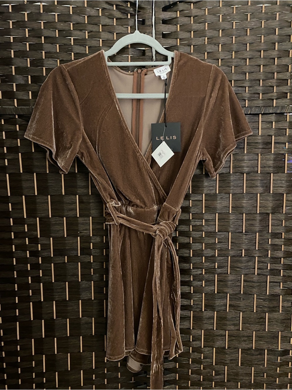 Le Lis Velvet Romper Dark Mauve Color Size Small